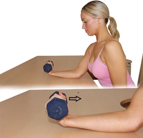 Wrist flexion dumbbell exercise